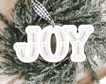 JOY Ornament / Wood Engraved Ornaments / Farmhouse