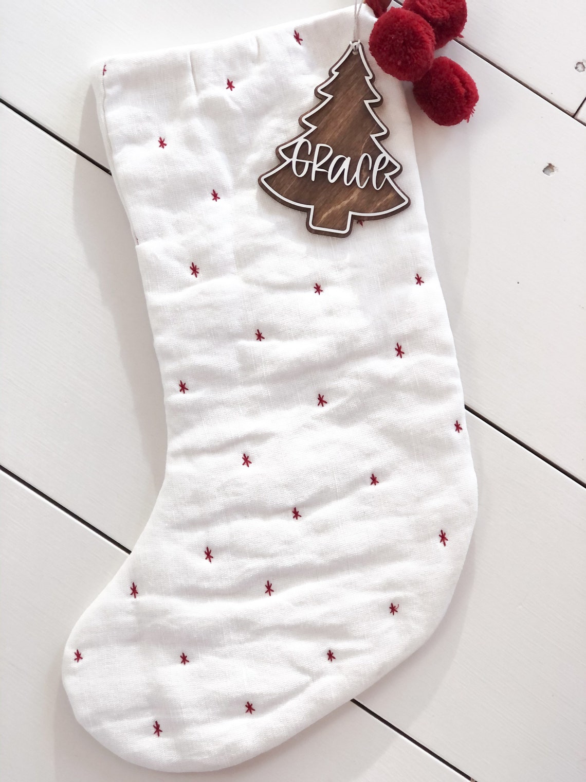 Personalized Christmas Stocking Tags Tree Tags Wood Name Etsy