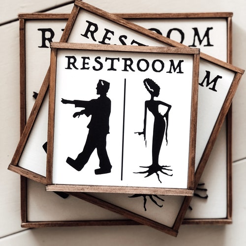 Halloween Decor | Restroom Sign | Horror | Farmhouse Sign | Rustic Wood Decor | Halloween Sign | MULTIPLE SIZES