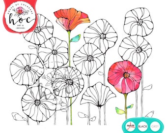 Posie Garden Floral Adult Coloring Page - Instant Printable Digital Download