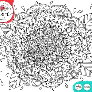 Mandala Flower Adult Coloring Page - Instant Printable Digital Download