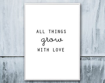 Love poster <3, family poster /GROW with love/, birth poster, spring poster, baby shower gift, Mother's Day, Easter, nursery poster
