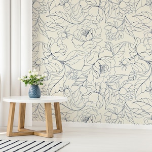 Removable rose wallpaper, peel and stick floral wall mural, temporary removable wallpaper, floral wall decor