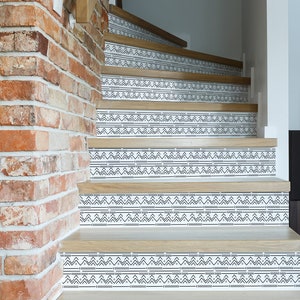 10 stair riser stickers, aztec geometric pattern, removable stair riser decals, sticker set, peel & stick stair riser, deco strips