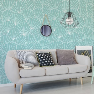 Abstract shells wallpaper self adhesive wallpaper hand drawn | Etsy