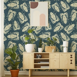 Abstract flowers removable wallpaper, self adhesive wallpaper, decorative pattern, peel and stick wall mural, temporary wallpaper