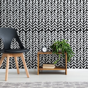 Black abstract wallpaper, peel and stick wall mural, minimalistic wall mural, removable wallpaper, home decor
