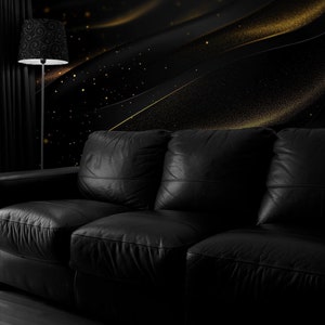 Abstract black wallpaper, dark wall mural, peel and stick or vinyl, wall decor, removable or traditional wallpaper