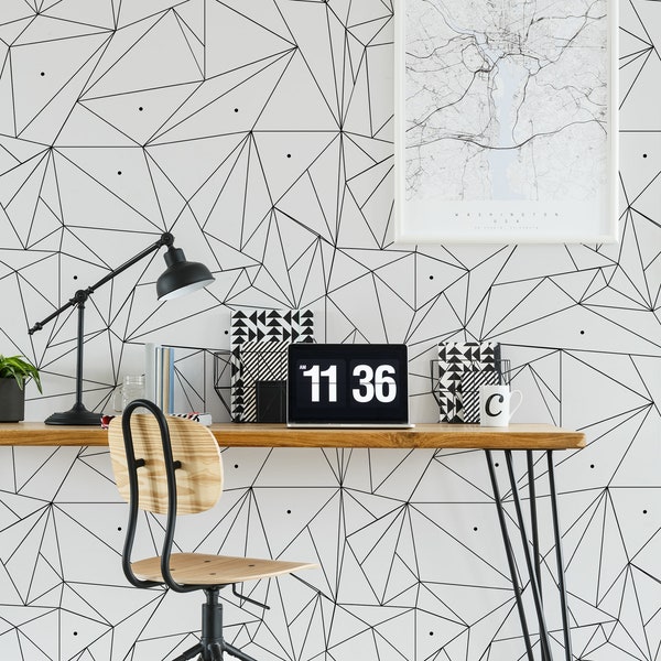 Geometric wallpaper, self adhesive wallpaper, simple pattern, peel and stick wall mural, temporary wallpaper