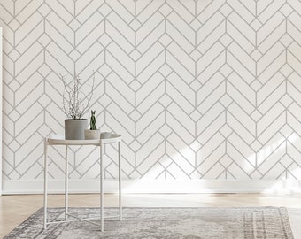 Geometric wallpaper with herringbone pattern, peel and stick wall mural, removable wallpaper, minimalistic home decor