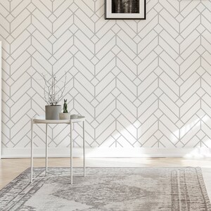 Geometric wallpaper with herringbone pattern, peel and stick wall mural, removable wallpaper, minimalistic home decor