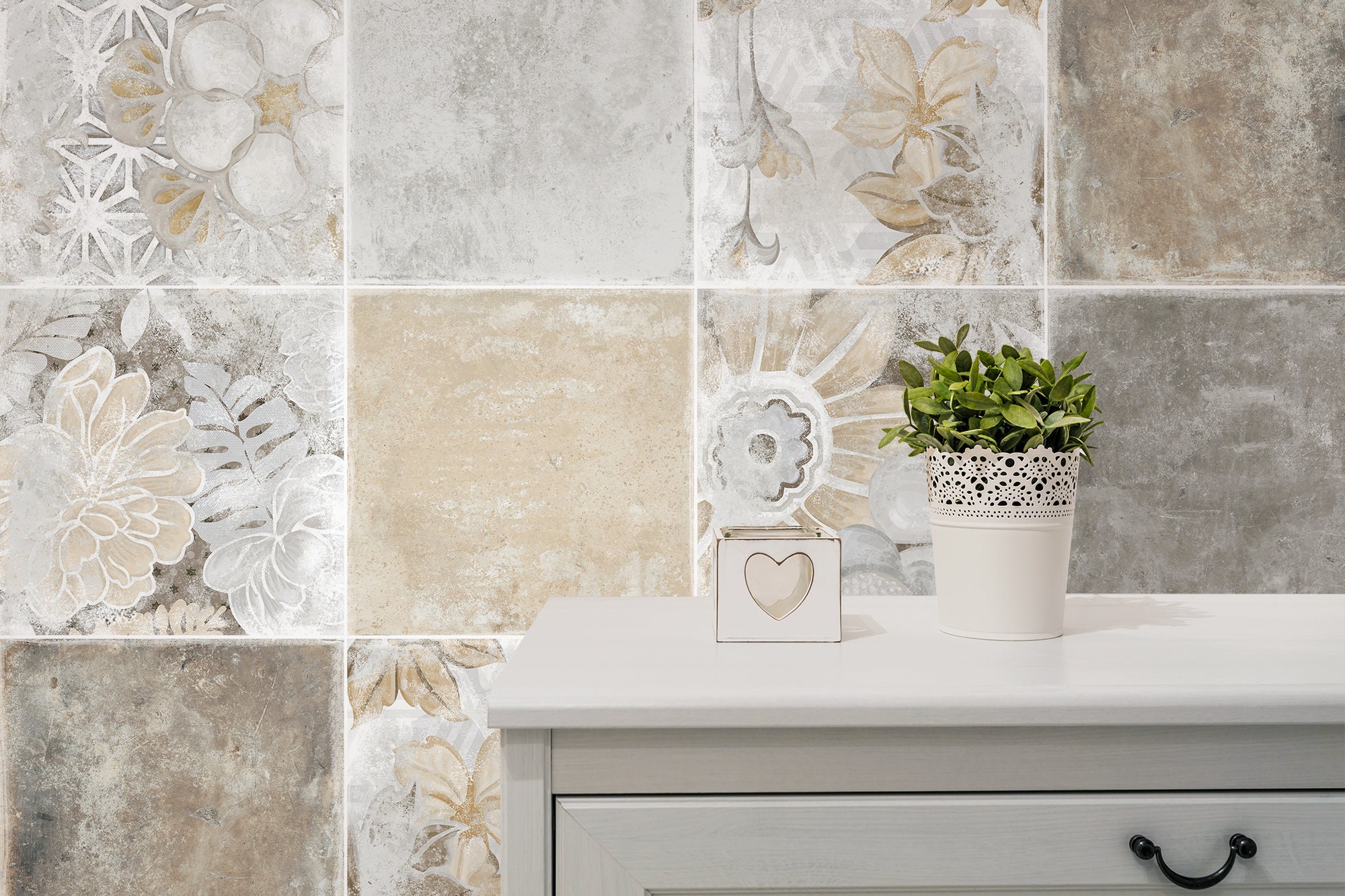 Beige moroccan tile wallpaper, repositionable peel and stick wallpaper, temporary removable wallpaper, wallpaper roll, wall decor