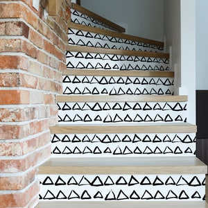 10 stair riser decals, abstract hand drawn pattern, removable stair riser decals, sticker set, peel & stick stair riser, deco strips