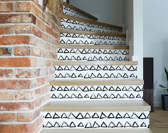 10 stair riser decals, abstract hand drawn pattern, removable stair riser decals, sticker set, peel & stick stair riser, deco strips