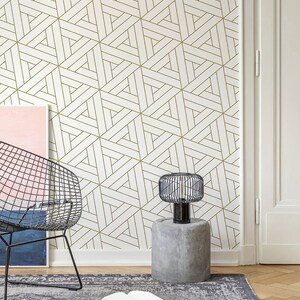 Art deco wall mural, self adhesive wallpaper with geometric pattern, removable wall mural, temporary wallpaper, home decor