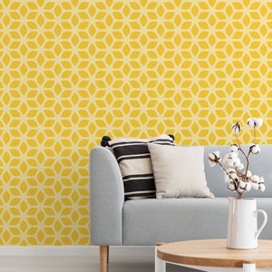 Removable Yellow Wallpaper With Abstract Pattern, Peel and Stick Wall ...