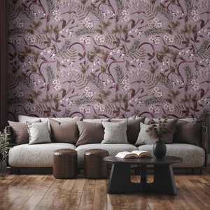 Botanische Tapete, Wildblumen-Wandbild, abziehen und aufkleben, Vinyl, Wanddekoration, abnehmbare oder traditionelle Tapete