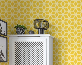 Papel de parede amarelo removível com estampa abstrata, adesivo de parede autocolante, papel de parede geométrico, adesivo de parede para decoração de casa.
