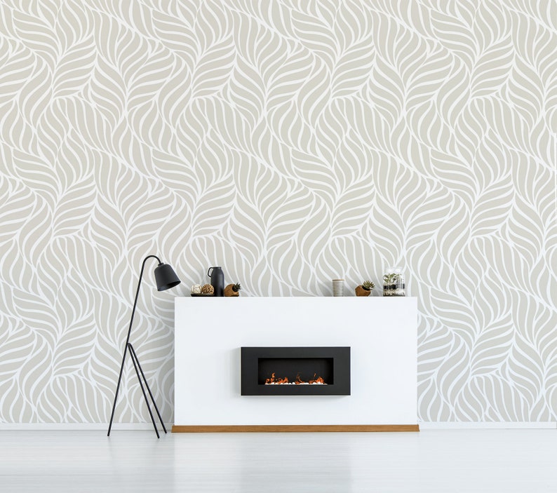 Abstract Leaf Wallpaper Peel and Stick Wall Mural Etsy