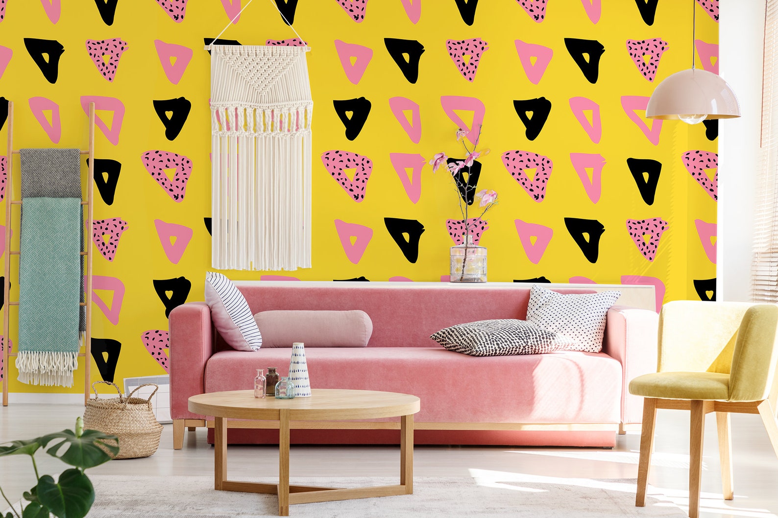 Trendy colorful wallpaper self adhesive wallpaper hand drawn Etsy