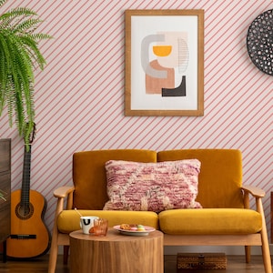 Carta da parati linea rosa, carta da parati geometrica, stacca e incolla, carta da parati temporanea, decorazione murale, carta da parati rimovibile o tradizionale