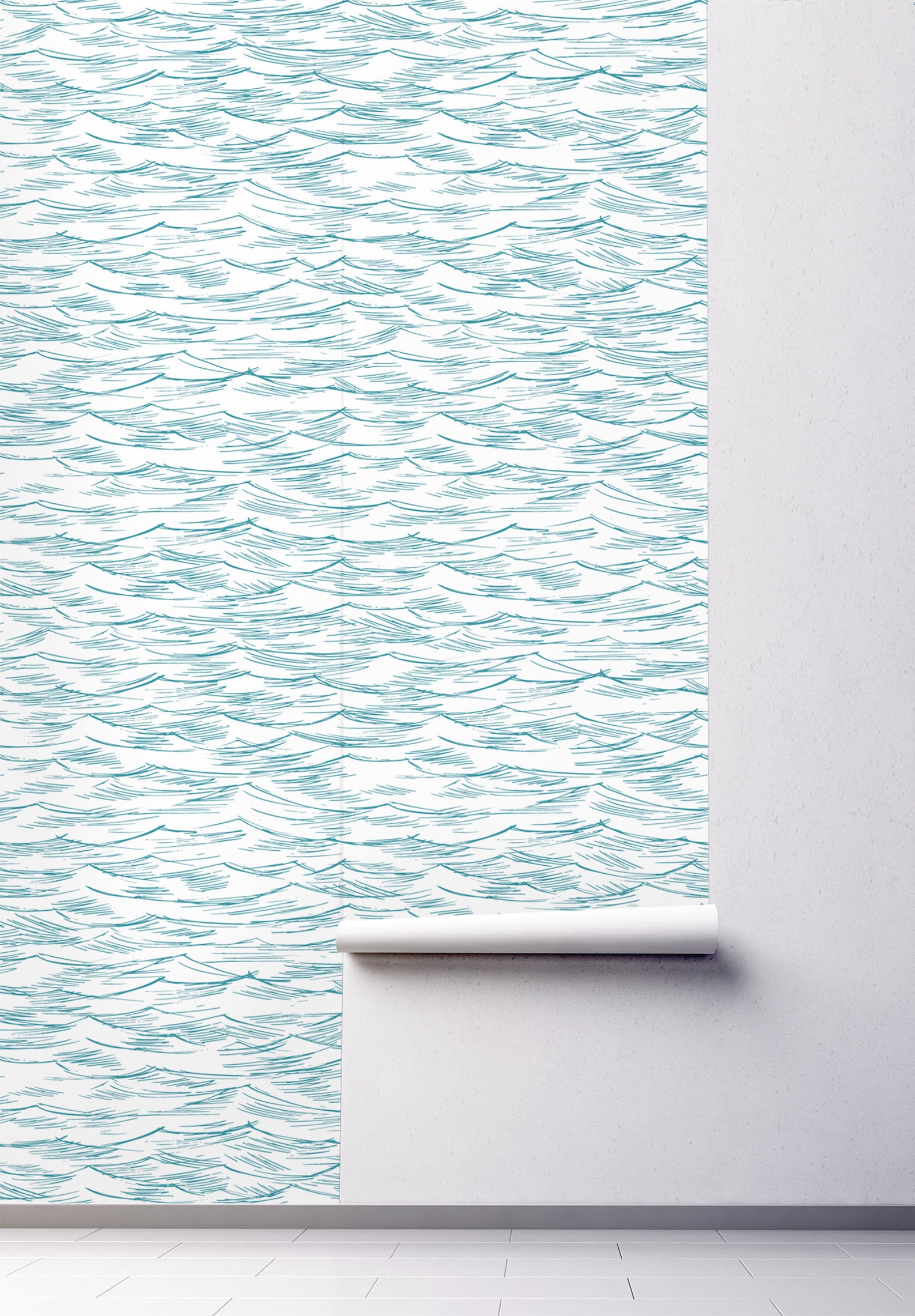Blue Waves Removable Wallpaper Peel and Stick Wall Mural With Etsy