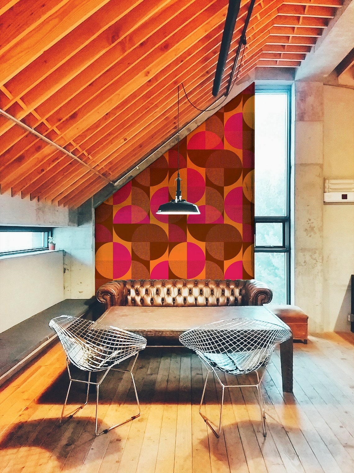 Vintage Geometric Wallpaper Repositionable Peel and Stick Etsy