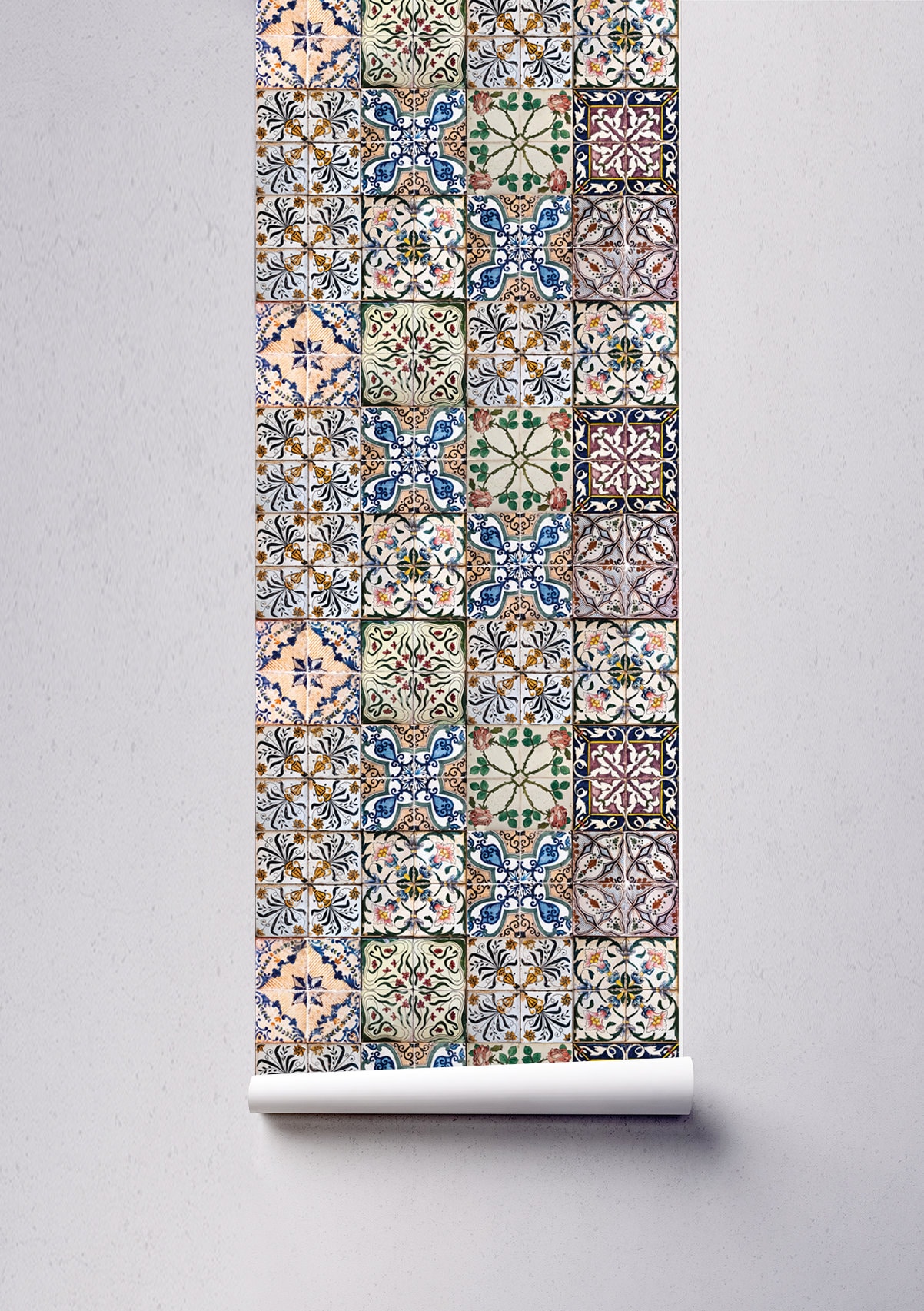 Beige Blue Moroccan Tile Wallpaper Repositionable Peel and | Etsy