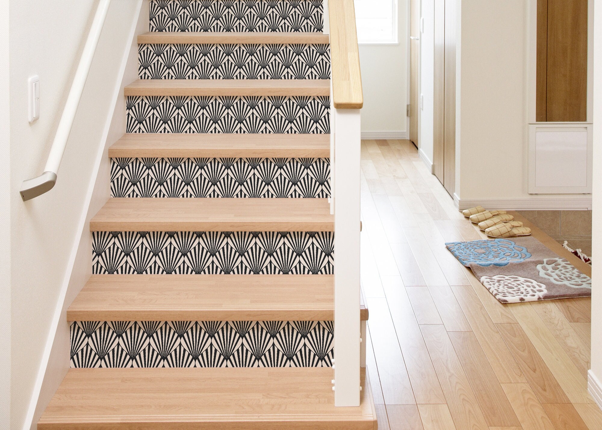 Black and White Stair Riser Decals 10 Stickers Set Geometric Etsy