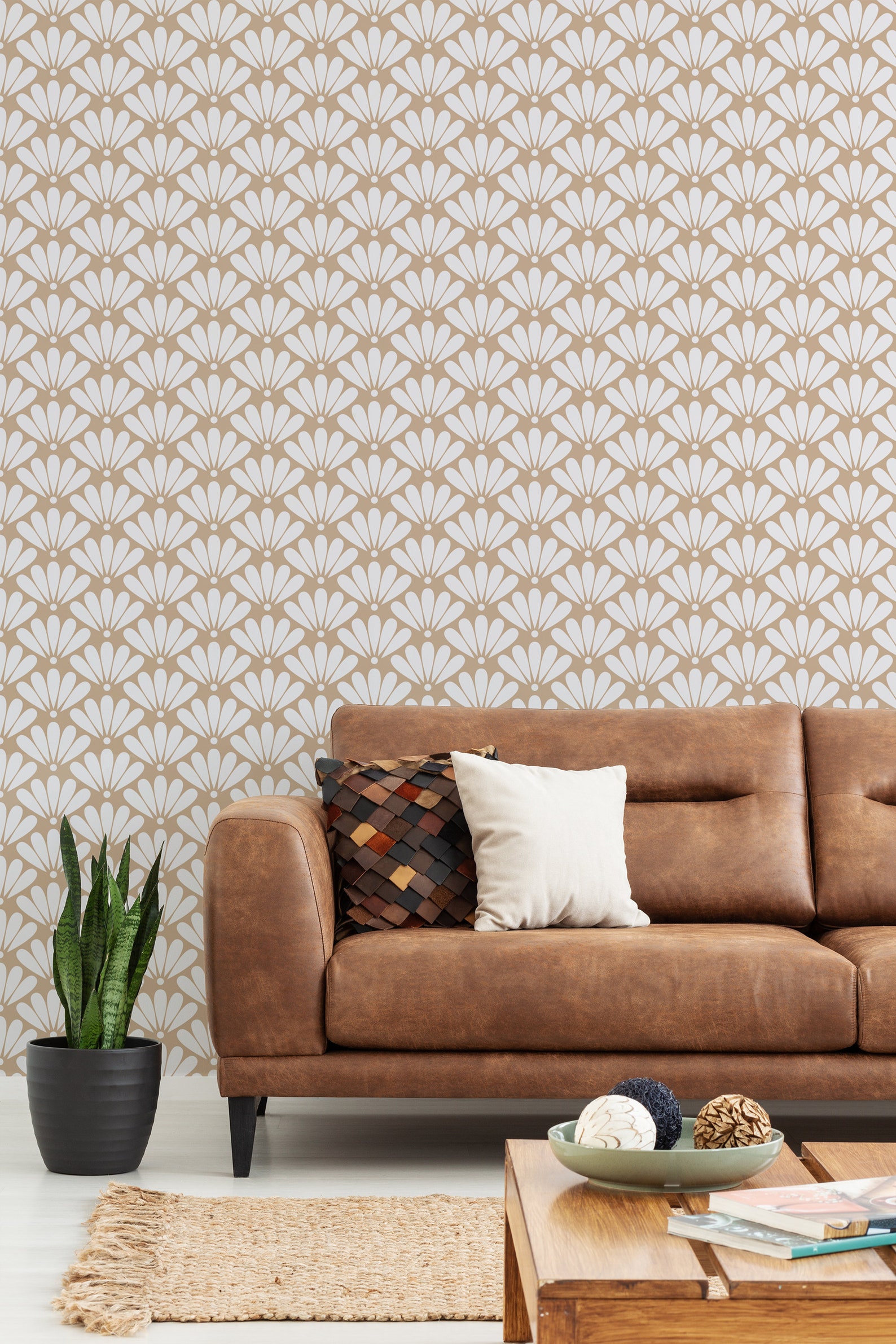 Geometric Wallpaper With Oriental Pattern Peel and Stick Wall - Etsy