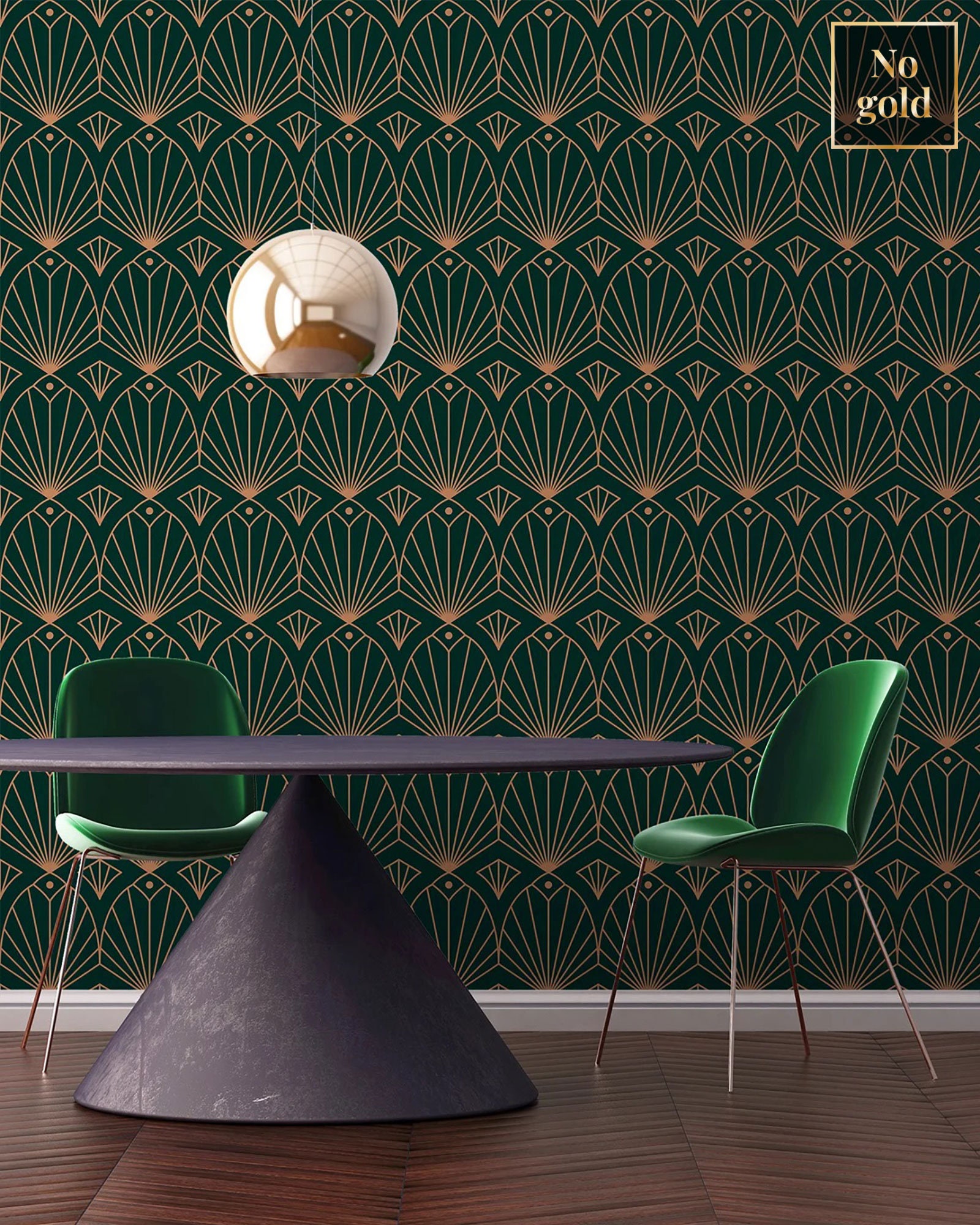 Art Deco Wallpaper, Dark Green Wall Mural, Repositionable, Peel and Stick,  Abstract Geometric Wallpaper, Wallpaper Roll, Wall Decor 