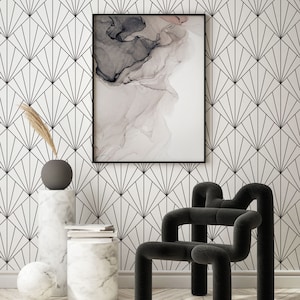 Elegante schwarz-weiße geometrische Tapete, abziehen und aufkleben, Tapete mit abstraktem Muster, Tapetenrolle, Wanddekoration