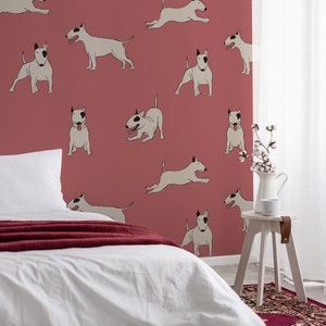 Dog removable wallpaper, peel and stick, dog pattern wallpaper, animal print, wallpaper roll, wall decor