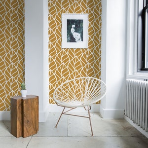 Brown & white leaves removable wallpaper, elegant pattern, self adhesive, peel and stick wallpaper, temporary wallpaper mural, wall sticker