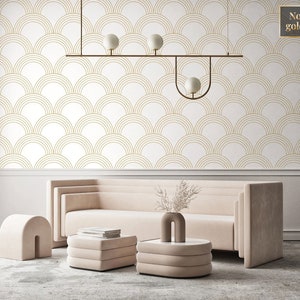 Carta da parati elegante con linee geometriche, carta da parati stacca e incolla, carta da parati astratta rimovibile, rotolo di carta da parati, decorazione murale art deco