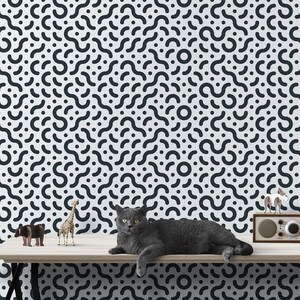 Geometric wallpaper, repositionable peel and stick wallpaper, abstract removable wallpaper, wallpaper roll, wall decor