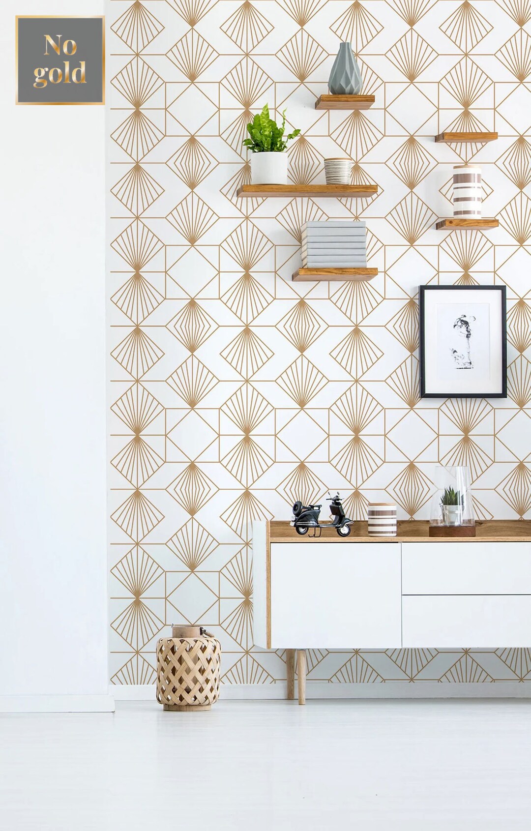 Art Deco Geometric Wallpaper, Peel and Stick Removable Wall Mural ...