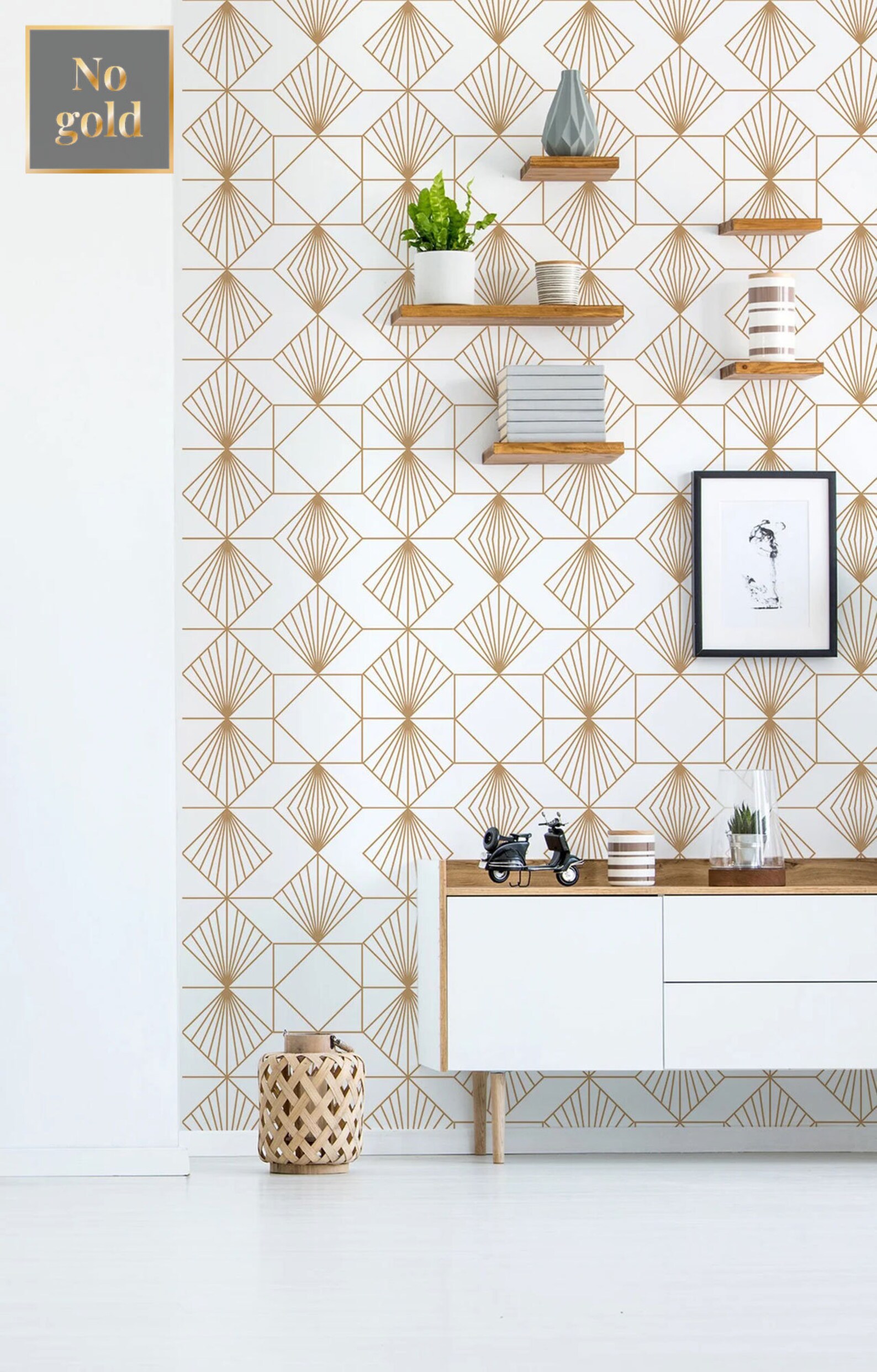 Art Deco Geometric Wallpaper, Peel and Stick Removable Wall Mural ...