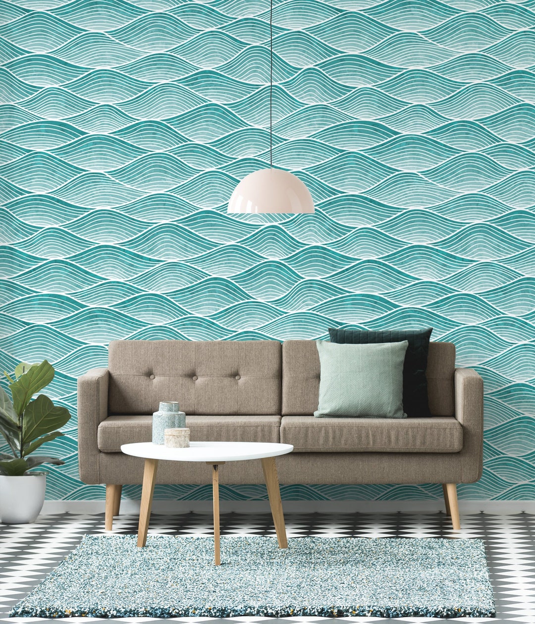Wavy Self Adhesive Wallpaper, Hand-drawn Abstract Pattern With Tangled ...