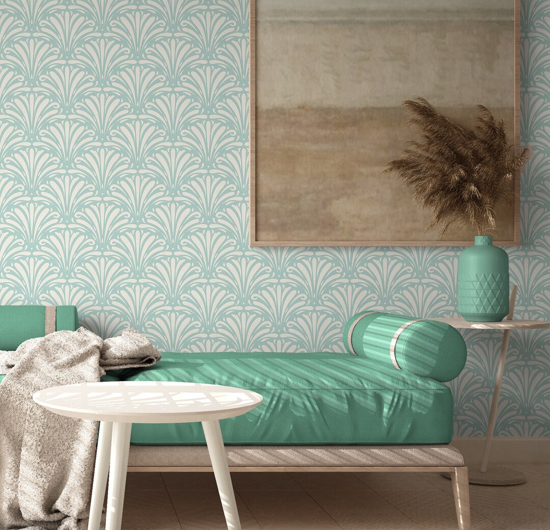 Abstract Shells Wallpaper, Self Adhesive Wallpaper, Hand Drawn Artistic ...