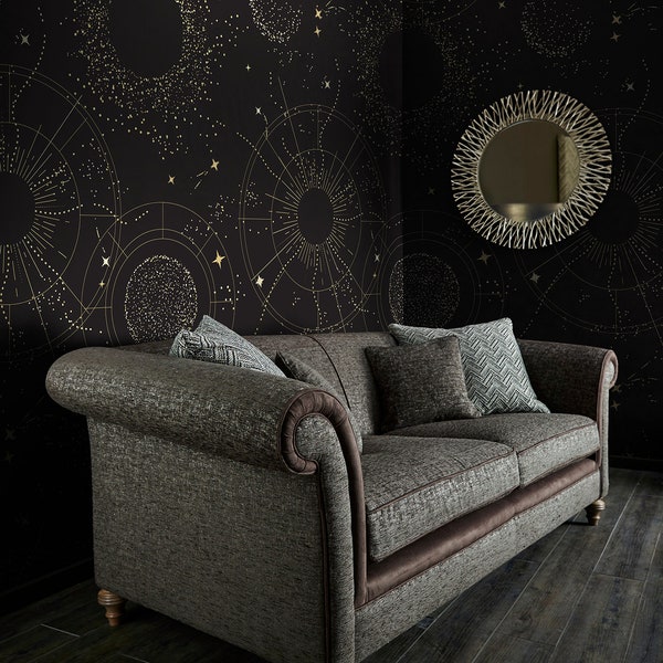Mystic magic wallpaper, astrology wallpaper, with sun and stars, peel and stick, vinyl, wall decor, removable or traditional wallpaper