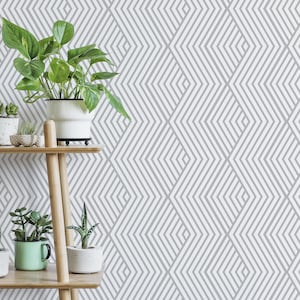 Carta da parati geometrica con linea grigia, carta da parati staccabile e incollabile riposizionabile, carta da parati rimovibile temporanea, rotolo di carta da parati, decorazione murale