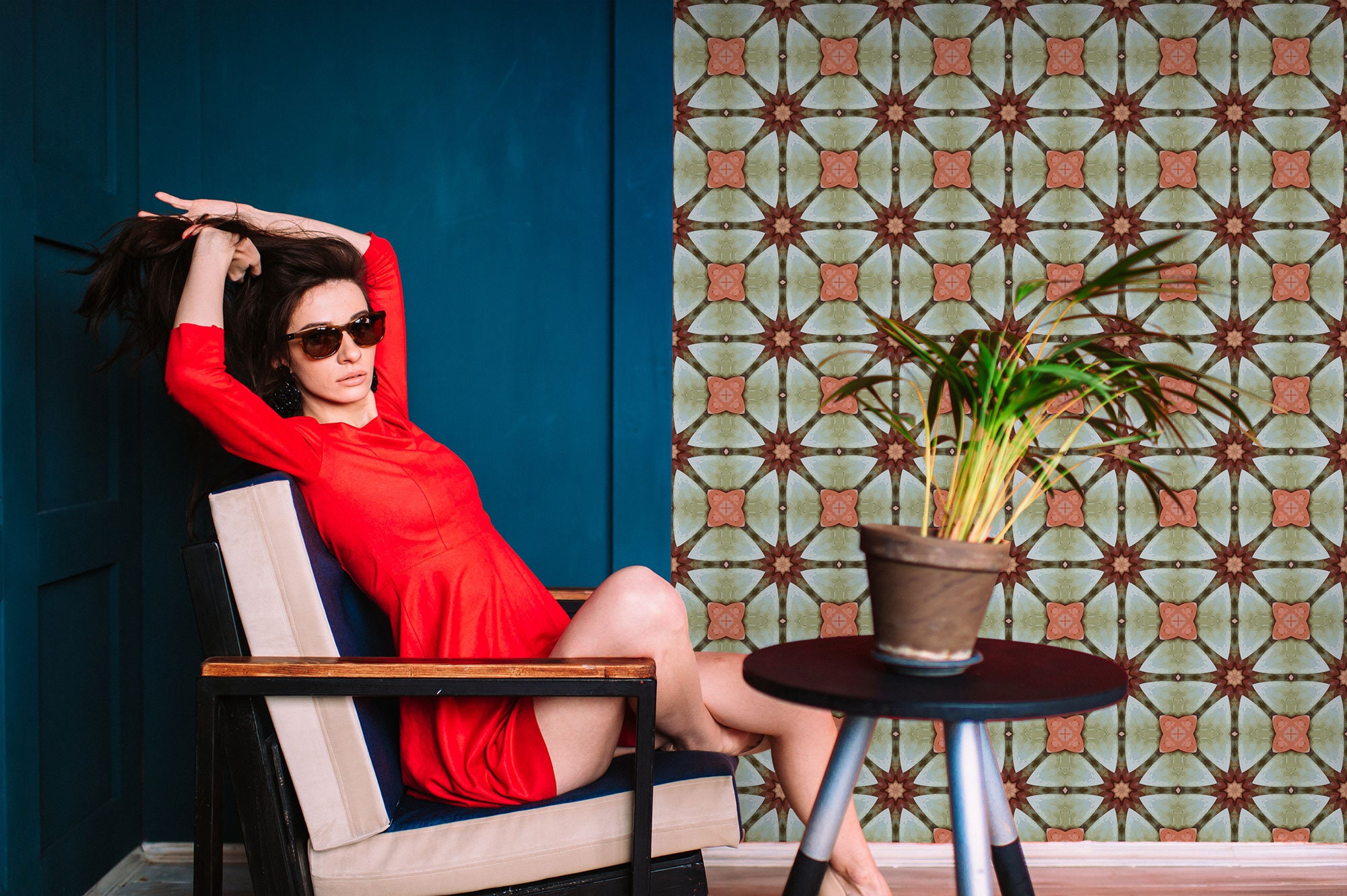 Retro Wallpaper 70s, Geometric Pattern, 1970s Wallpaper, Peel and Stick ...
