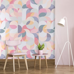 Bunte abstrakte geometrische Tapete, abnehmbar, abziehen und aufkleben, selbstklebende Tapete, Wanddekoration, individuelle temporäre Tapete
