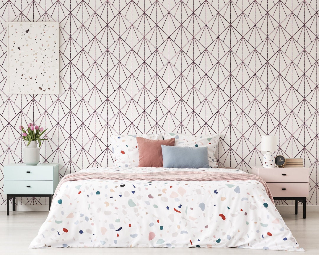 Elegant Art Deco Wallpaper, Removable Wall Mural, Geometric Pattern, Self Adhesive Wallpaper