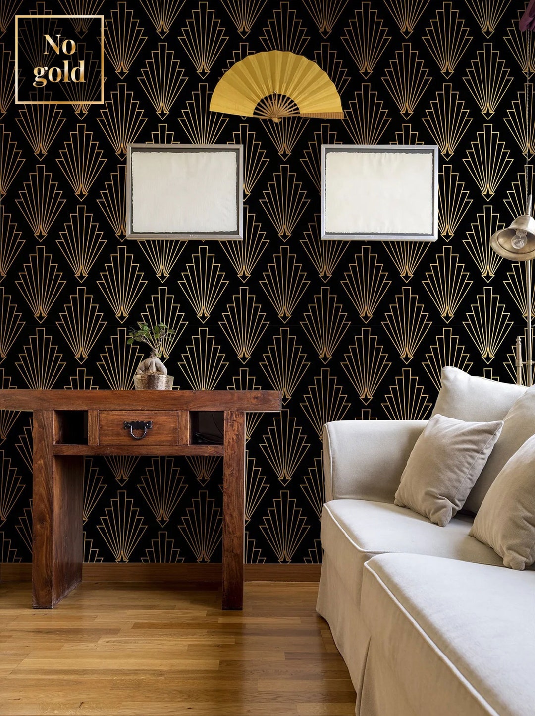 Dark Art Deco Wallpaper With Geometric Pattern, Peel and Stick ...