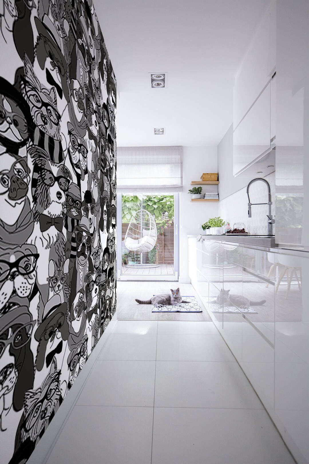 Hipster Dog Wallpaper Peel and Stick Wall Mural Temporary - Etsy Denmark