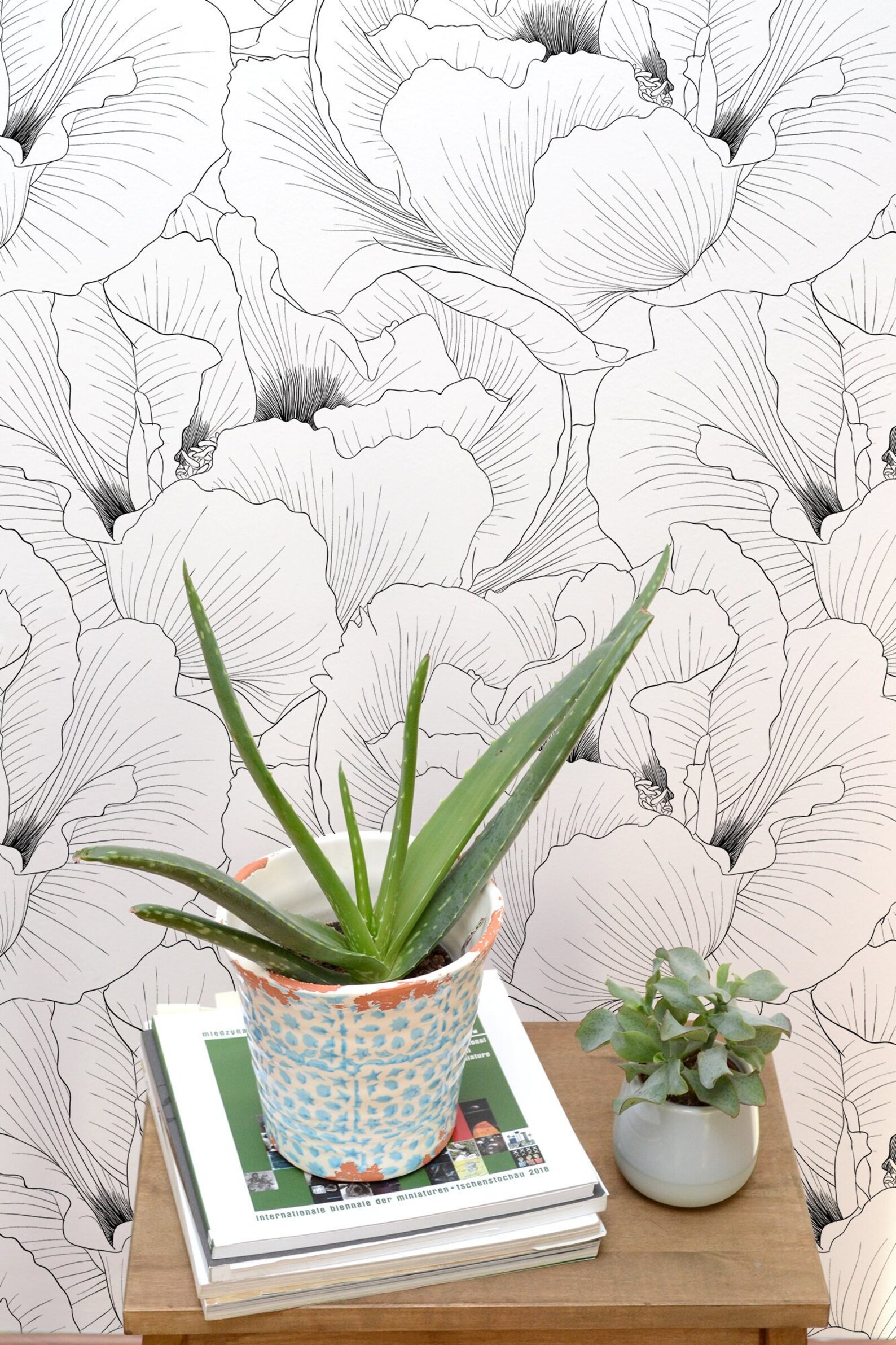 Black & White Floral Mural Peel and Stick Wallpaper - Etsy
