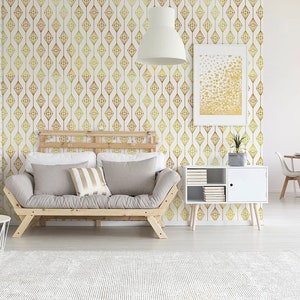 Art deco self adhesive wallpaper, peel and stick wall mural with geometric pattern, temporary wallpaper in art deco style