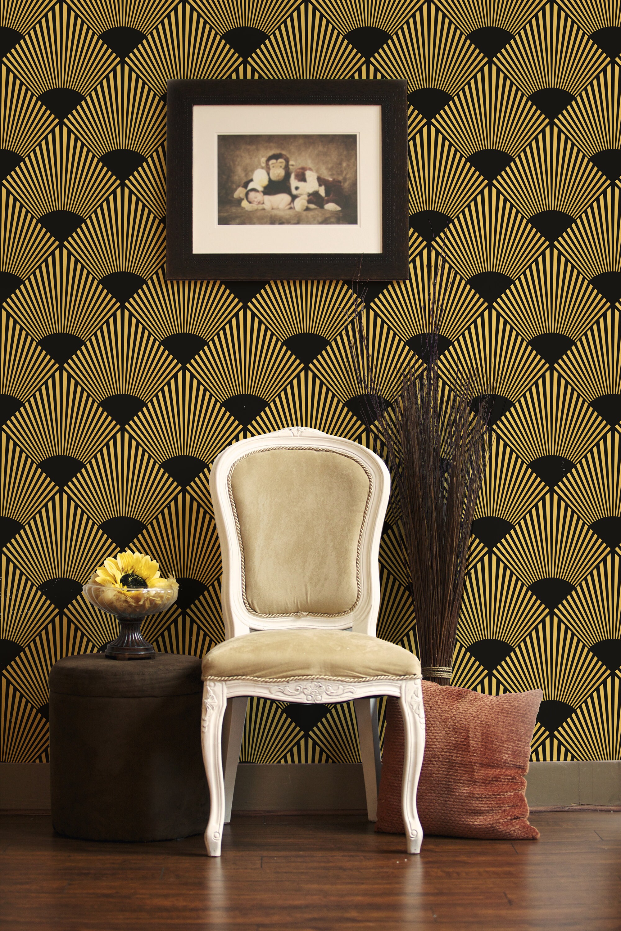 Dark Art Deco Wallpaper Peel and Stick Removable Wallpaper | Etsy